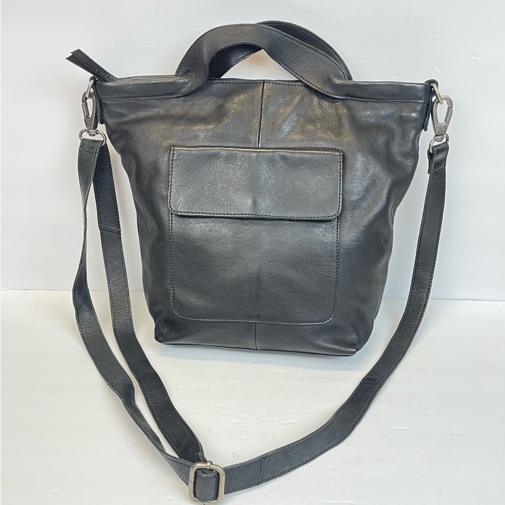 LATICO Bianca Tote crossbody bag purse Black leather $220 EUC